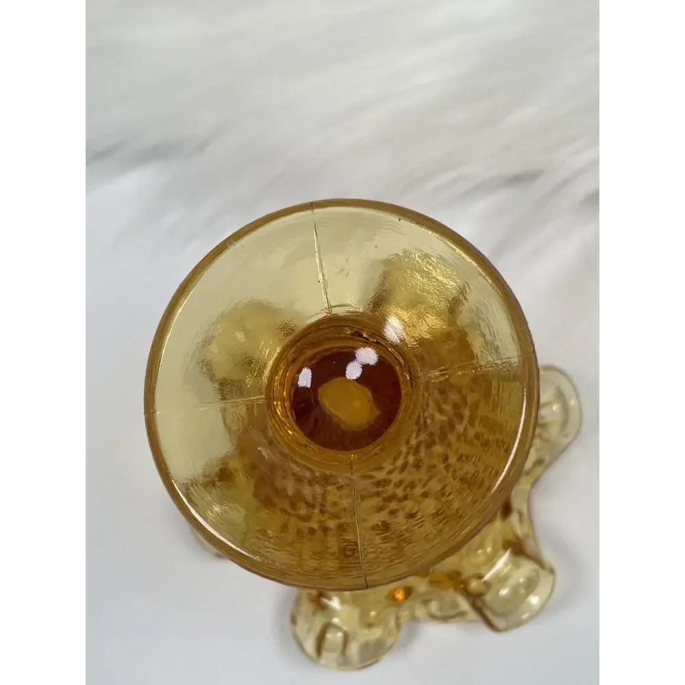 Vintage Fenton Colonial Hobnail Ruffled Trumpet Vase in Marigold 3.5
